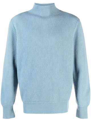 Tom Ford Ribbed Knit Mock Neck Sweater Blue