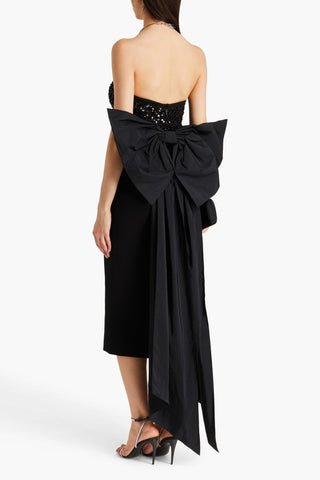 REBECCA VALLANCE MARIE STRAPLESS BOW-DETAILED EMBELLISHED CREPE MIDI DRESS - Size 8
