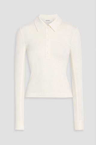 FRAME LINEN-BLEND JERSEY POLO SHIRT - Size XS