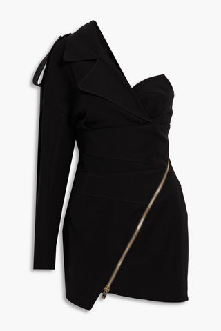 ALEXANDRE VAUTHIER ONE-SLEEVE ZIP-DETAILED CREPE MINI DRESS - Size 38