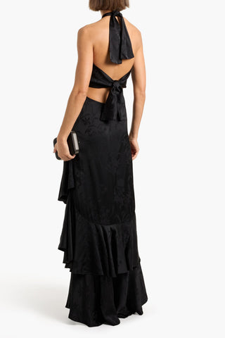 JOHANNA ORTIZ BALLADIST TIERED SATIN-JACQUARD MAXI DRESS - Size 4