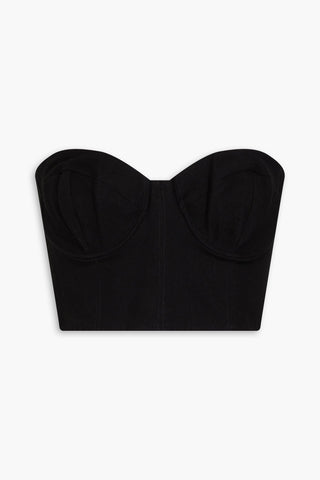 E.L.V. DENIM X THE OUTNET THE CORSET CROPPED DENIM BUSTIER TOP - Size 8