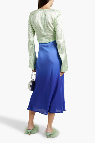 RIXO KELLY DGRAD SILK CREPE DE CHINE MIDI SKIRT - Size 14