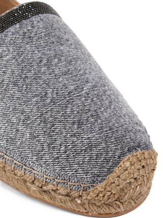 Brunello Cucinelli Brunello Cucinelli Dark Grey Woven Textile and Suede Espadrilles
