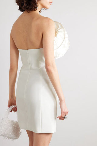 CAROLINA HERRERA STRAPLESS RUFFLED CREPE MINI DRESS - Size 4