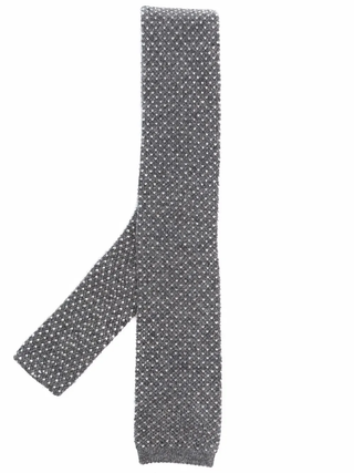 Brunello Cucinelli Knitted Pin Dot Square-Tip Tie