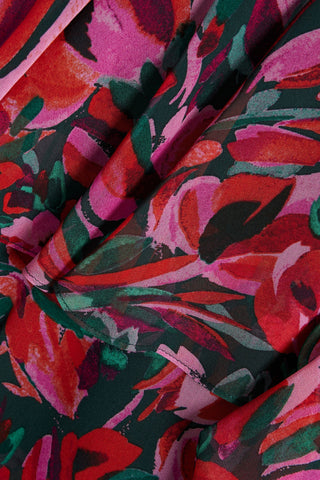 MIKAEL AGHAL TIERED FLORAL-PRINT CHIFFON MIDI DRESS - Size 12