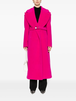Tom Ford Wool-Blend Belted Wrap Coat Fuchsia