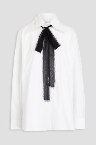 VALENTINO GARAVANI PUSSY-BOW COTTON-POPLIN SHIRT - Size 40