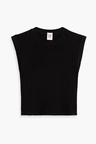 RE/DONE CROPPED RIBBED HEMP-BLEND JERSEY TANK - Size L