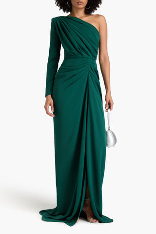 RHEA COSTA ZEINA ONE-SLEEVE CREPE GOWN - Size 46