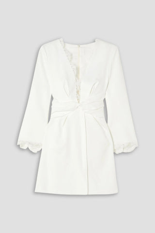 RIME ARODAKY TWIST-FRONT LACE-TRIMMED CREPE MINI DRESS - Size 38