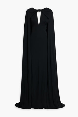 MONIQUE LHUILLIER CAPE-EFFECT CREPE GOWN - Size 4