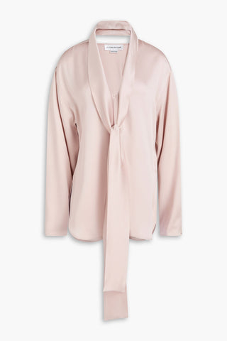 VICTORIA BECKHAM TIE-NECK SATIN BLOUSE - Size 6