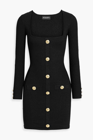 RETROFÊTE THEA METALLIC RIBBED-KNIT MINI DRESS - Size S