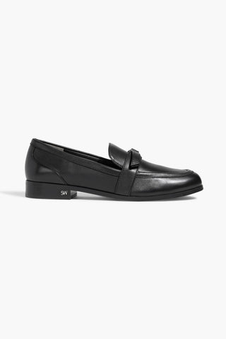 STUART WEITZMAN EMMA BOW-DETAILED LEATHER LOAFERS - Size 9.5