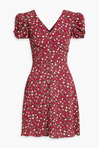 SALONI MARGOT FLORAL-PRINT CREPE MINI DRESS - Size 10
