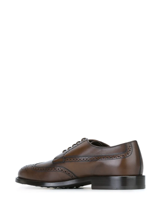 Tods Burnished Leather Wingtip Brogue Derby Shoes