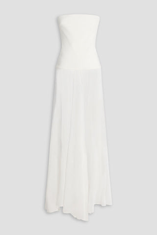 ESSE STUDIOS AIRE STRAPLESS STRETCH KNIT-PANELED LINEN AND SILK-BLEND MAXI DRESS - Size 12