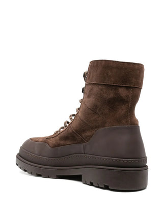 Brunello Cucinelli Brunello Cucinelli Suede Combat Boots with Lug Sole