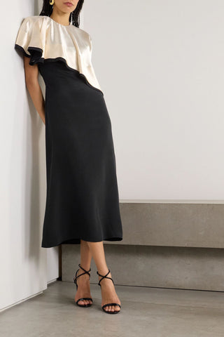ALTUZARRA TOPOLINO LAYERED SILK-SATIN MIDI DRESS - Size 40