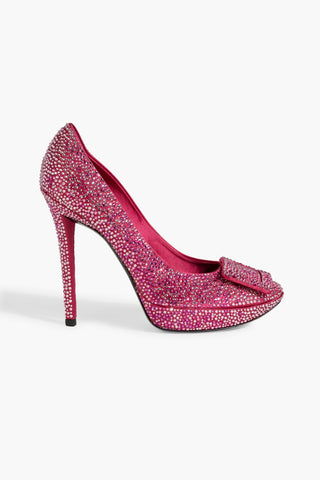 ROGER VIVIER CRYSTAL-EMBELLISHED SATIN PUMPS - Size 37.5