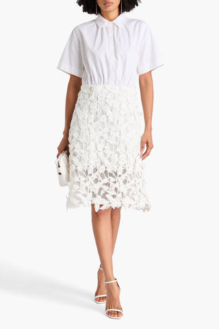 SIMKHAI COLETTE GUIPURE LACE AND COTTON-POPLIN SHIRT DRESS - Size 6