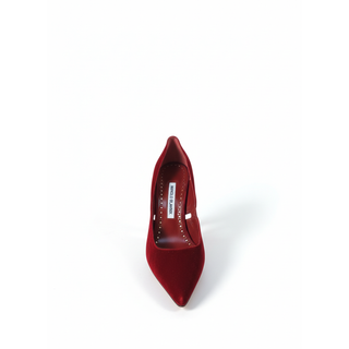 Manolo Blahnik Dark Red Satin Sculpted-Heel Pumps