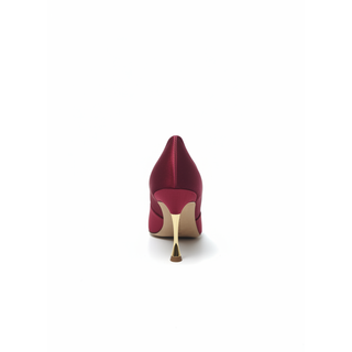 Manolo Blahnik Dark Red Satin Sculpted-Heel Pumps