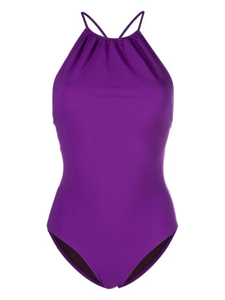 Ulla Johnson Halter Neck One-Piece Swimsuit with Cross-Back Tie