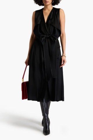 VICTORIA BECKHAM CUTOUT SATIN MIDI WRAP DRESS - Size 6