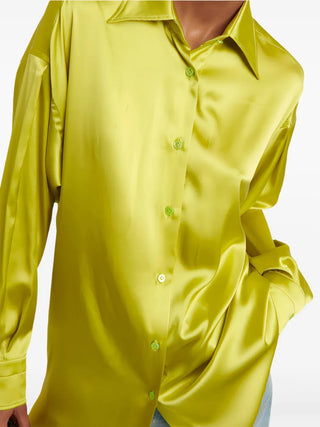 Tom Ford Green Silk Oversized Point-Collar Shirt