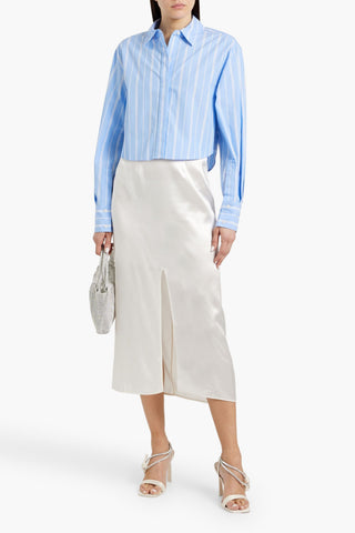 SIMKHAI RENATA CROPPED STRIPED COTTON-POPLIN SHIRT - Size XS