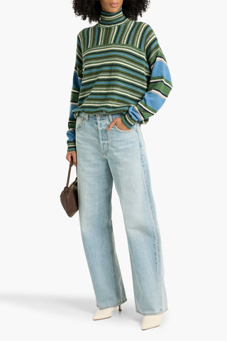 AUTUMN CASHMERE STRIPED CASHMERE TURTLENECK SWEATER - Size S