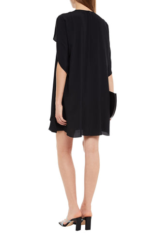 VALENTINO CAPE-EFFECT KNOTTED CREPE DE CHINE MINI DRESS - Size 36