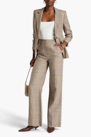 VERONICA BEARD TONELLI PRINCE OF WALES CHECKED LINEN AND COTTON-BLEND WIDE-LEG PANTS - Size 6
