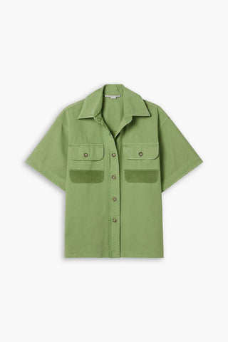 STELLA MCCARTNEY CORDUROY-TRIMMED COTTON-TWILL SHIRT - Size 46