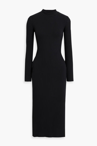VINCE RIBBED COTTON-BLEND MIDI DRESS - Size XL
