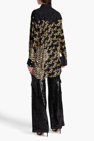 CAMILLA CRYSTAL-EMBELLISHED PRINTED SILK CREPE DE CHINE SHIRT - Size M