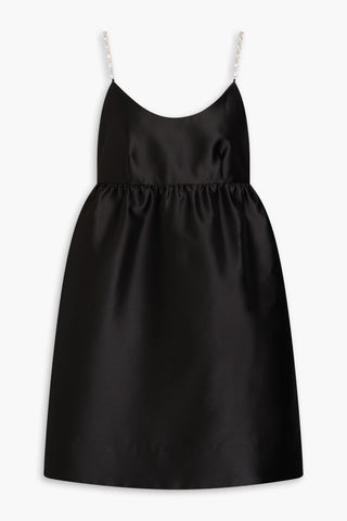 SANDRO CRYSTAL-EMBELLISHED SATIN MINI DRESS - Size 40