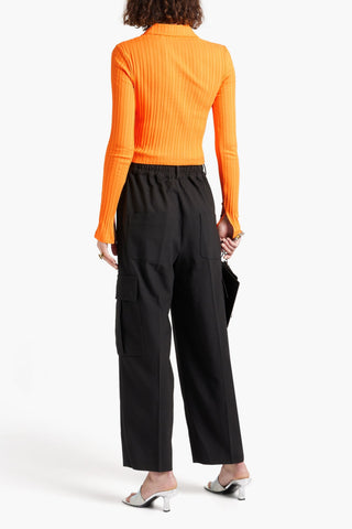 HELMUT LANG CROPPED RIBBED COTTON-JERSEY TOP - Size S