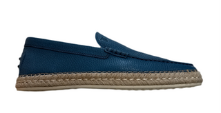 Tods Pebbled Leather Espadrille Loafers with Jute Sole