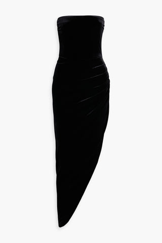 NORMA KAMALI STRAPLESS ASYMMETRIC VELVET DRESS - Size 38