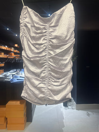 Tom Ford Textured Ruched Drawstring Lilac Bandeau Top