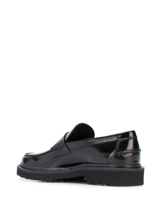Tods Polished Leather Chunky Sole Penny Loafers Black