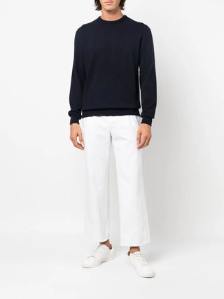 Zegna Navy Blue Cashmere Crewneck Sweater