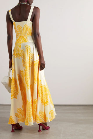 LA DOUBLEJ PRINTED SILK CREPE DE CHINE MAXI DRESS - Size XL