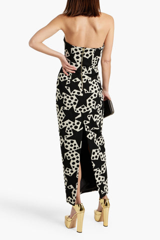 AREA STRAPLESS EMBELLISHED COTTON-BLEND JACQUARD MAXI DRESS - Size 8