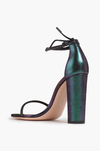 GIANVITO ROSSI EMBELLISHED IRIDESCENT SUEDE SANDALS - Size 40