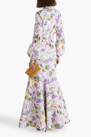 BADGLEY MISCHKA FLORAL-PRINT TAFFETA MAXI DRESS - Size 6